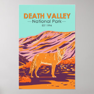  Death Valley National Park Coyote Vintage  Poster