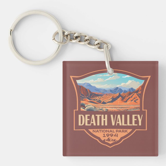 Death Valley National Park Illustration Retro Key Ring (Front)