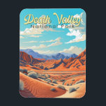 Death Valley National Park Illustration Retro Magnet<br><div class="desc">Death Valley vector artwork design. The park is known for Titus Canyon,  with a ghost town and colourful rocks,  and Badwater Basin’s salt flats,  North America’s lowest point.</div>