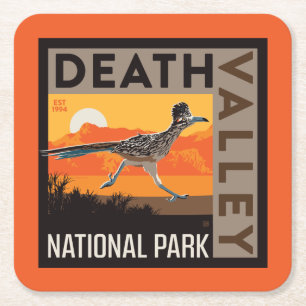 Death Valley National Park   Roadrunner Square Paper Coaster