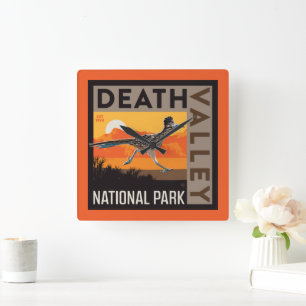 Death Valley National Park   Roadrunner Square Wall Clock