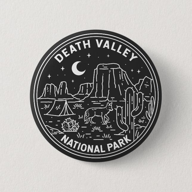 Death Valley National Park Sand Dunes Monoline   6 Cm Round Badge (Front)