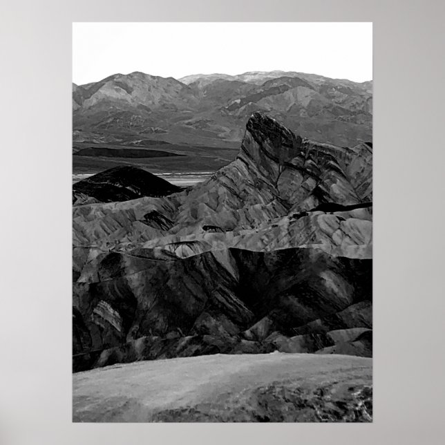 Death Valley Zabriskie Point Black White Photo Poster (Front)