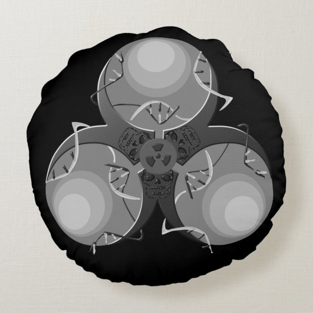 Death Virus Biohazard Round Cushion (Back)