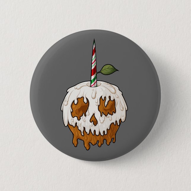 Deathly Sweet Caramel Apple Skull Button (Front)