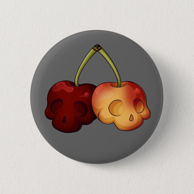 Deathly Sweet Cherry Skull 6 Cm Round Badge (Front)