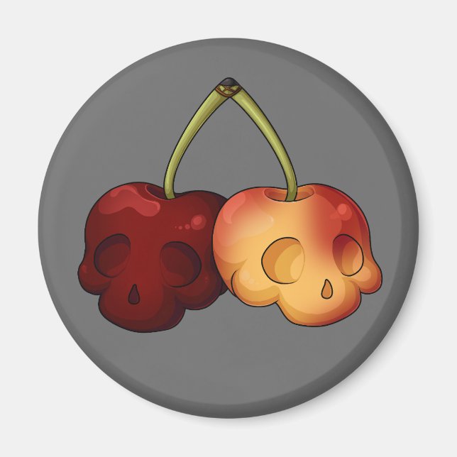 Deathly Sweet Cherry Skull Magnet (Front)