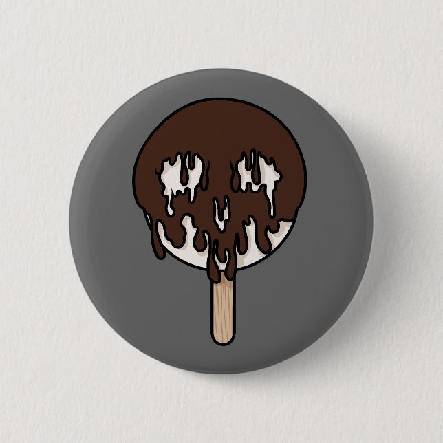 Deathly Sweet Chocolate Skull Ice Pop 6 Cm Round Badge (Front)