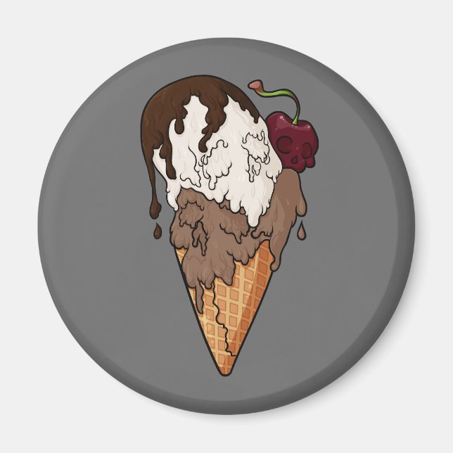 Deathly Sweet Classic Skull Ice Cream Magnet (Front)