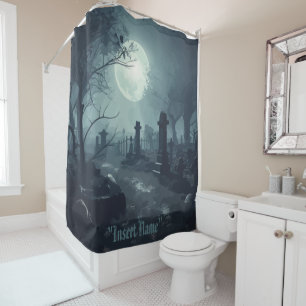 Death's Domain: A Spooky Cemetery View Shower Curtain
