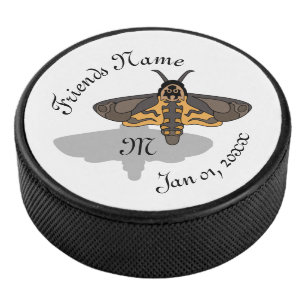 Death's Hawk Head Monogram Hockey Puck