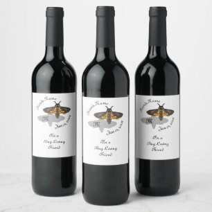 Death's Hawk Head Monogram Wine Label