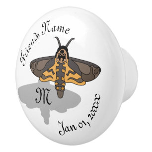 Death's Hawk Head Moth Monogram Ceramic Knob