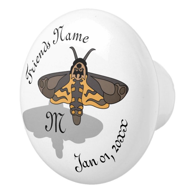 Death's Hawk Head Moth Monogram Ceramic Knob (Right)