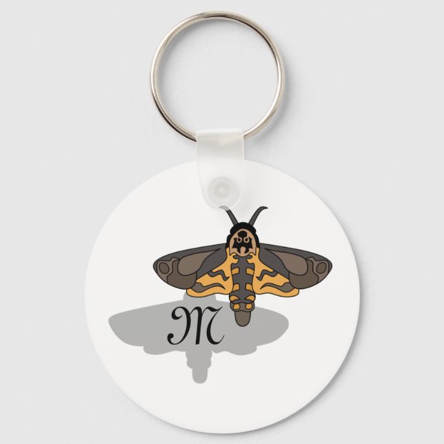 Death's Hawk Head Moth Monogram Key Ring (Front)