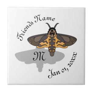 Death's Hawk Head Moth Monogram Tile