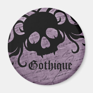 death's head Gothic with black and purple Magnet