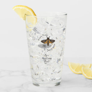 Death's Head Hawk Moth Monogram Glass