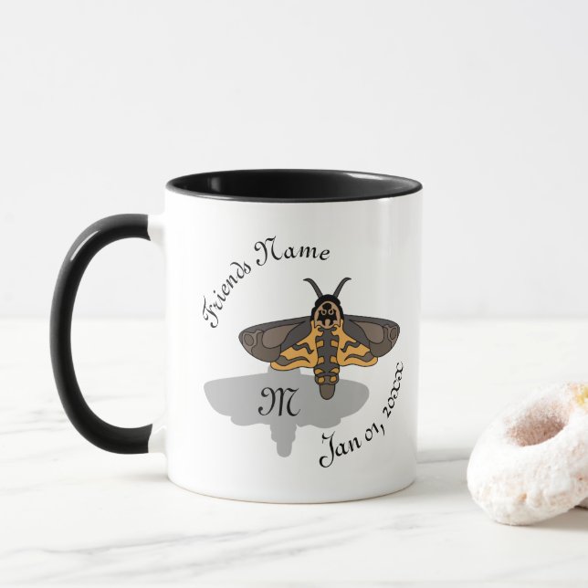 Death's Head Hawk Moth Monogram Mug (With Donut)