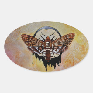 Death's Head Hawk Moth Oval Sticker