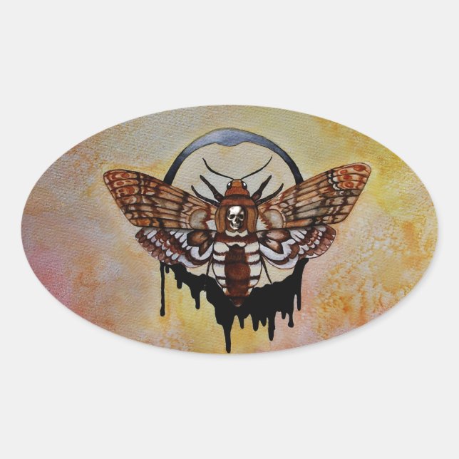 Death's Head Hawk Moth Oval Sticker (Front)
