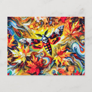 Death's-head Hawk-Moth with Autumn Leaves in Oil P Postcard