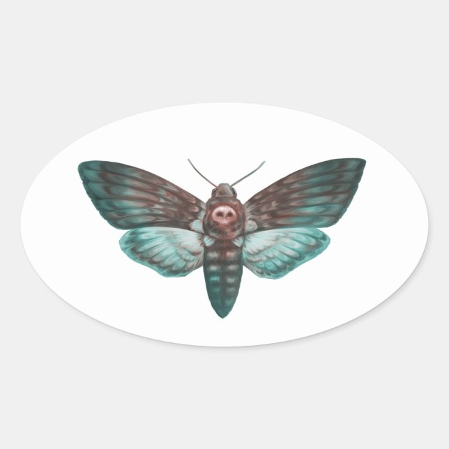 Death's-head Hawkmoth Oval Sticker (Front)