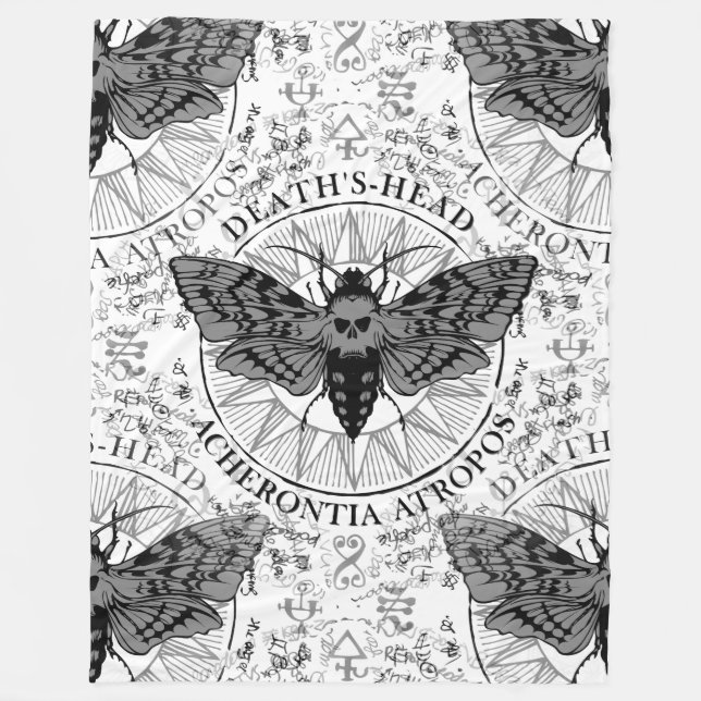 deaths head moth fleece blanket (Front)