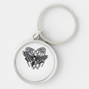 Deathshead Moth Classic - Skeleton Hand Heart Key Ring