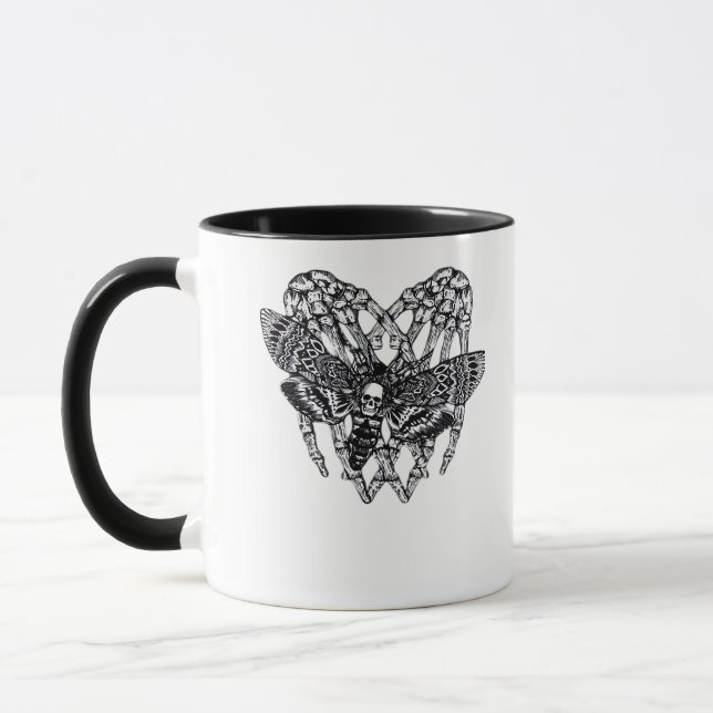 Deathshead Moth Classic - Skeleton Hand Heart Mug (Left)
