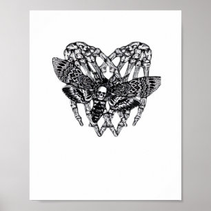 Deathshead Moth Classic - Skeleton Hand Heart Poster