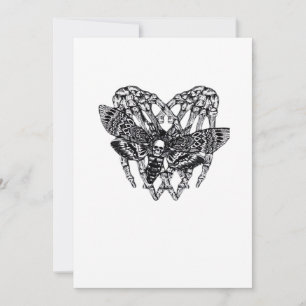 Deathshead Moth Classic Skeleton Hand Heart Style Holiday Card