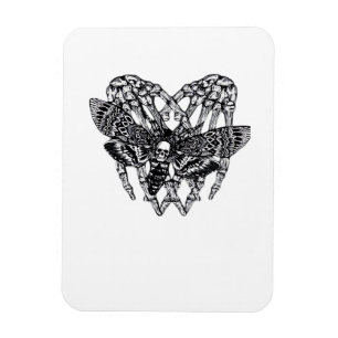 Deathshead Moth Classic Skeleton Hand Heart Style Magnet