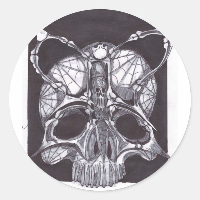 Deathshead Skull Classic Round Sticker (Front)