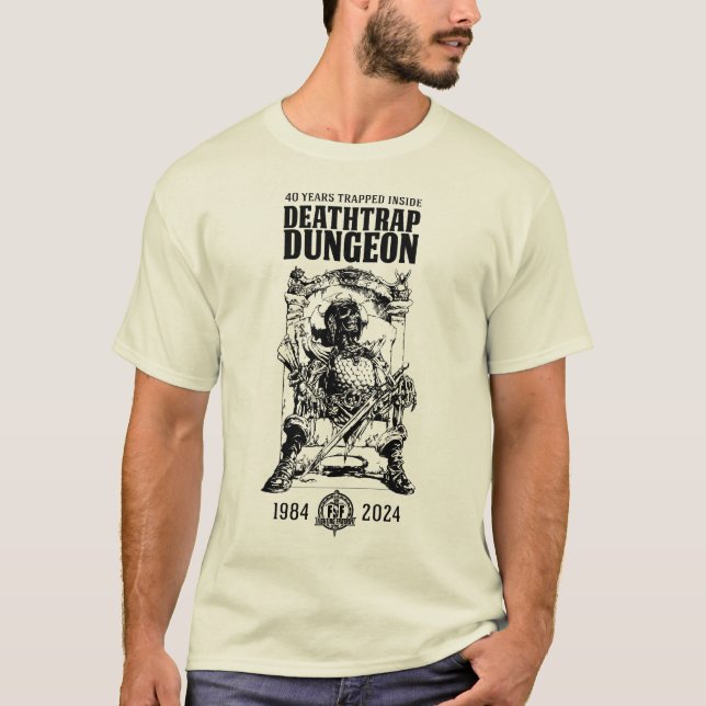 Deathtrap Dungeon Skeleton Warrior T-shirt (Light) (Front)
