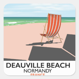 Deauville Beach france seaside poster. Square Sticker