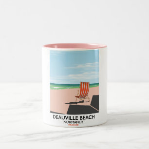 Deauville Beach france seaside poster. Two-Tone Coffee Mug
