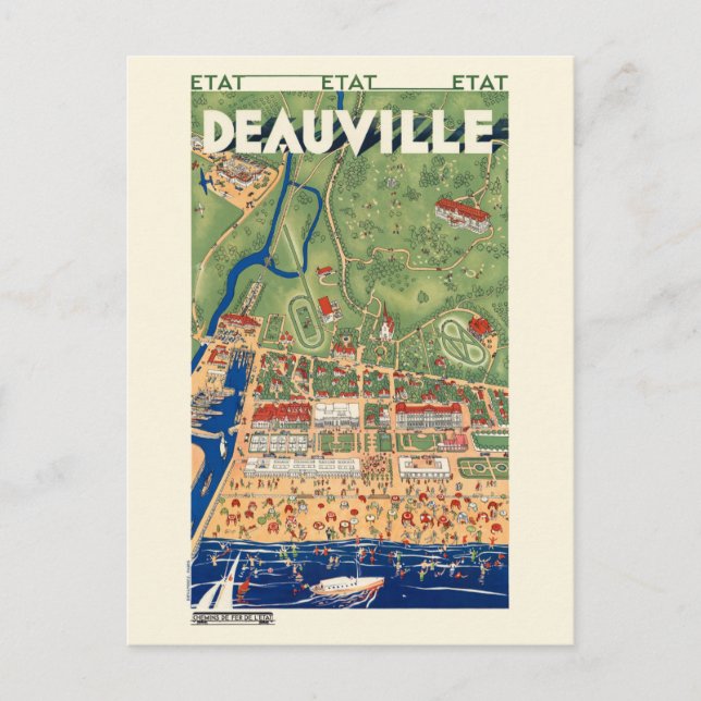 Deauville France Vintage Poster 1931 Postcard (Front)