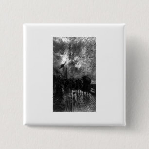 Debarquement en Angleterre - Felix Hilaire Buhot - 15 Cm Square Badge