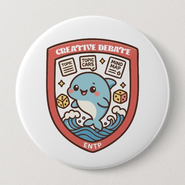 Debate Dolphin – Creative Brainstorming 10 Cm Round Badge (Front)