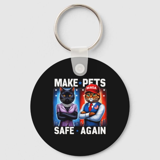 Debate Eating The Dogs Cat Make Pets Safe Again Tr Key Ring (Front)