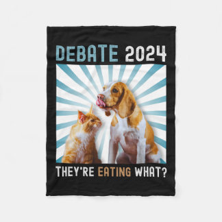 Debate Election 2024 Pets Dog Cat They're Eating W Fleece Blanket