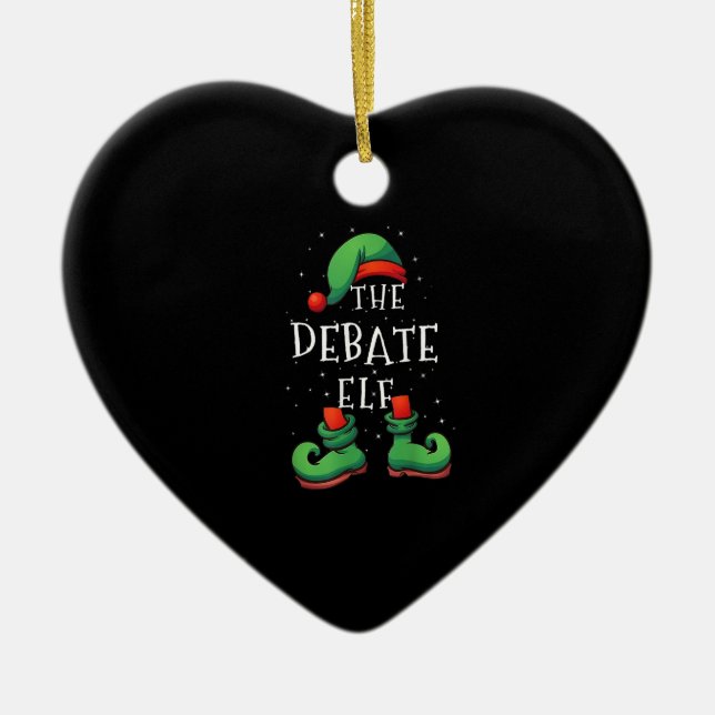 Debate Elf Funny Matching Family Christmas Pyjamas Ceramic Tree Decoration (Front)