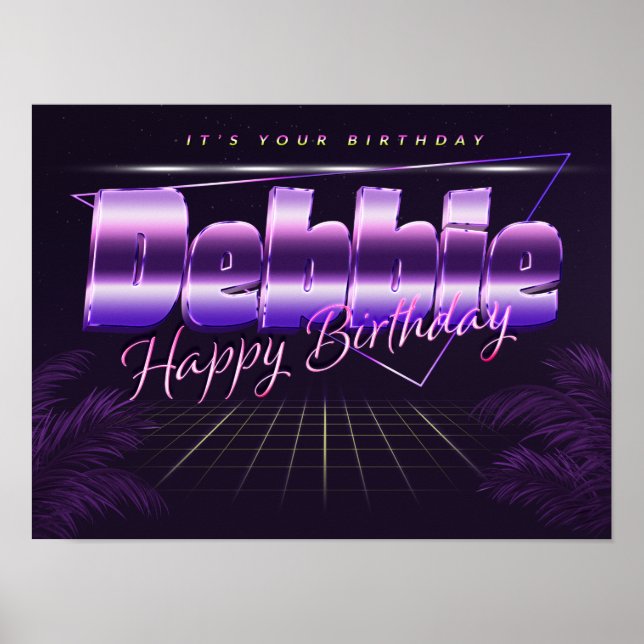 Debbie name first name lila retro poster birthday (Front)