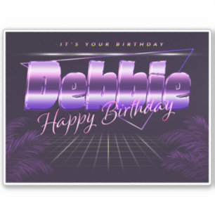 Debbie name first name lila retro sticker birthday