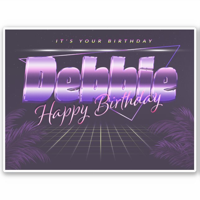 Debbie name first name lila retro sticker birthday (Front)