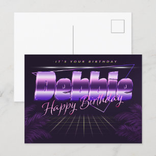 Debbie Name Vorname lila Postkarte Geburtstag Postcard