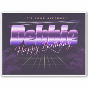 Debbie Name Vorname lila retro Sticker Geburtstag