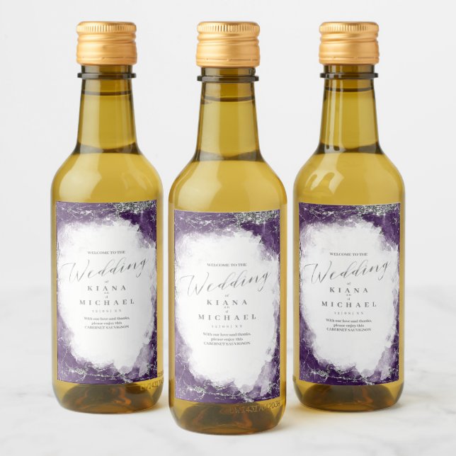 Debbie U-W Marble Glitter Wedding  ID644 Wine Label (Bottles)