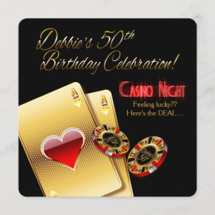Debbie Vegas Casino Night 50th Birthday Party Invitation
